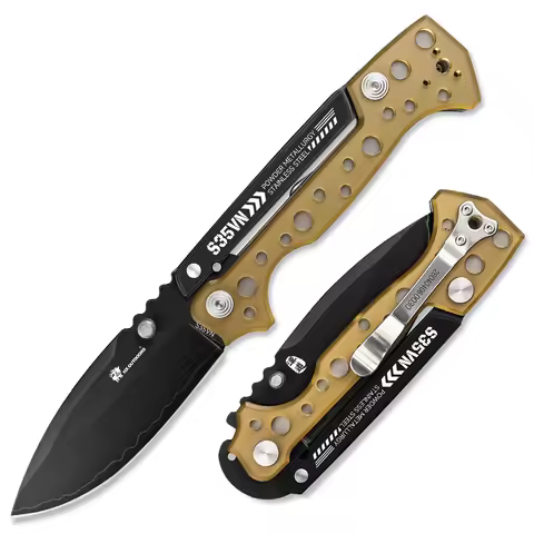 Hx Outdoors 100% S35VN Folding Knife,Premium Folding Knives Pocket Knives Edc Cool Camping Knife PEI