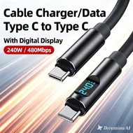 Type C to Type C Data Cable Digital Display Fast Charging 240W 5A 48V Data Cable Charger with Digita