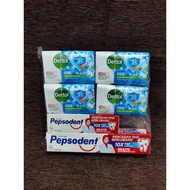 paket sabun dettol 4pcs dan 2 pasta gigi pepsodent sedang dan kecil