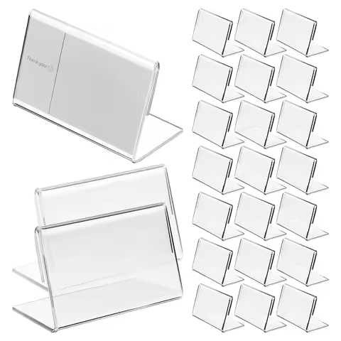 40 Pcs Acrylic Display Rack Sign Holder Card Display Stand Price Tag Holders Label Display Stand Mar