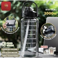 [BG] 2 Liter Clear Drinking Bottle with Straw Jumbo Premium Motivational Water Bottle BPA FREE