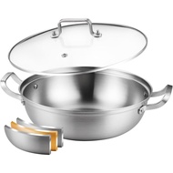 Delarlo Tri-Ply Stainless Steel 11 inch Everyday Pan with Lid, Kitchen Induction Deep Saute Pan,shab