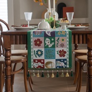 Easter table runner yarn woven jacquard rabbit Easter egg tassel household polyester tablecloth tabl