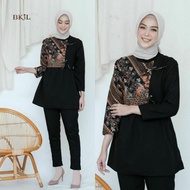 Baju batik - Blouse Batik kombinasi modern hitam