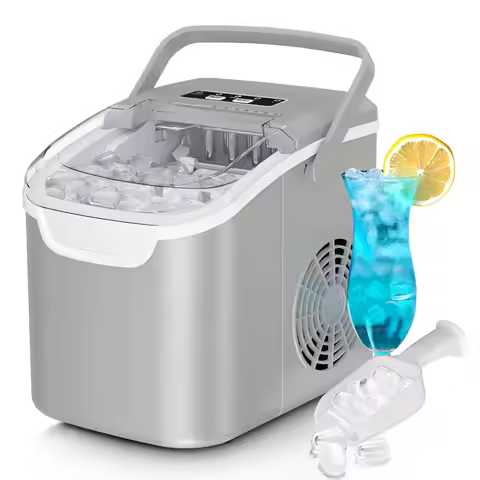 Countertop Ice Maker Machine, 8 Ice Cubes in 6 mins, 26lb/Day Ice with 2 Sizes- Portable Mini, Energ