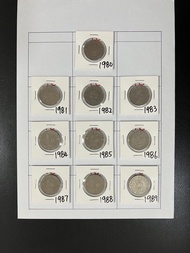 （伍圓一套十枚）香港硬幣英女皇伊利沙伯二世 五元Government of Hong Kong Queen Elizabeth ll 1980-89 $5