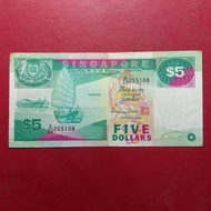 uang kertas Singapura 5 dollar seri kapal