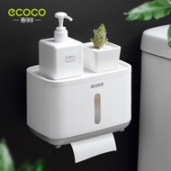 ECOCO กล่องใส่กระดาษทิชชู รุ่นใหม่ ที่ใส่กระดาษในห้องน้ำ ชั้นวางของในห้องน้ำ ชั้นใส่ของติดผนัง ชั้นเก็บของติดผนัง ที่วางของ ที่วางมือถือ