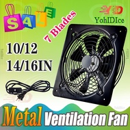 Ventilation Metal fan 10/12/14/16IN 7 Fan Blades Exhaust Powerful wind Dual-net protection