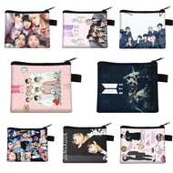 ‘BT’S Mini Square Coin Pouch Kpop Star Cute Zipper Beg Duit Perempuan Dompet Wallet Woman Portable Mini Bag Purse for Birthday Festivals Gift Storage Bag Wallet Lelaki Murah