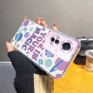 For OPPO Reno11 F 5G OPPOReno11F Reno11F Reno 11 F 11F Phone Case Purple Checkered English Flower Smartphone Casing Lovely Cute TPU Softcase for Girls Back Cover