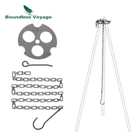 Boundless Voyage Camping Tripod Board Adjustable Titanium Hanging Chain with Hooks Fixed-loop for Po