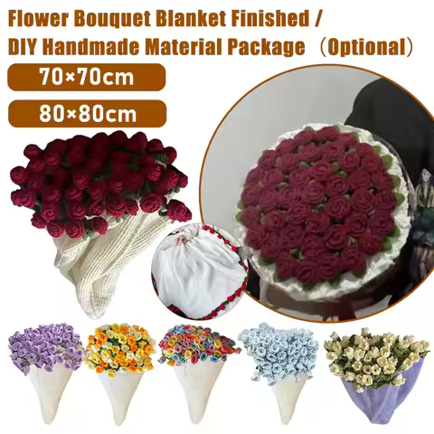 New DIY Rose Bouquet Blankets 70cm 80cm Handmade Crocheted Blanket Material Package Flower Bouquet B