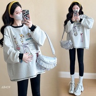 Thick maternity fleece t-shirt for autumn and winter wear AB459