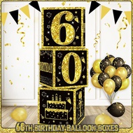 50th 60th 70th Birthday Decoration Box Set 3pcs Balloon Box Birthday Decoration Set With Printed Car