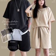 MERCI Solid Color Short Sleeve Plain T Classic Casual Men's Top Large Size Women's Clothes Round Nec