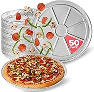 Stock Your Home 12 Inch Aluminum Pizza Pans Disposable (50 Pack) Round Foil Focaccia Pan for Individ