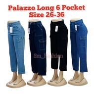 Cargo 6 Pocket Palazzo Jeans For Woman Ready Stock Size 26-36