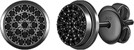 0.10 Carat (ctw) Round Black Diamond Hip Hop Mens Stud Earring 1/10 CT, Black Rhodium Plated Sterlin