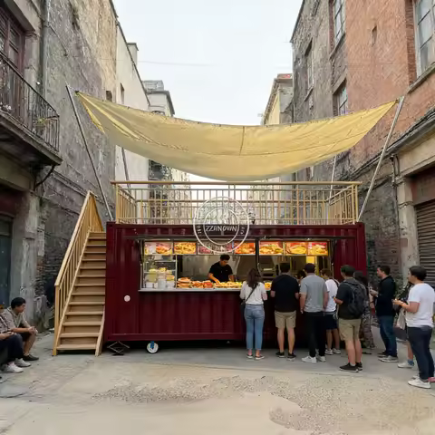 Strong Quality Fast Food Container Restaurant Kiosk Shipping Container Style Food Concession Vending