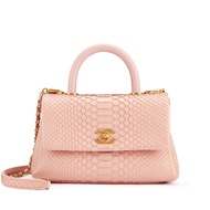 Chanel Baby Pink Python Coco Top Handle Flap Bag Brushed Gold Hardware, 2018
