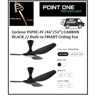 [CLIMATE VOUCHER ]Cyclone VSPEC-IV (46"/52") CARBON BLACK // Built-in SMART Ceiling Fan by Point One