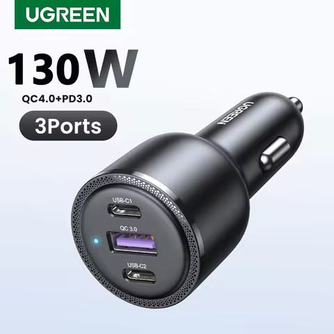 【New-in】UGREEN 130W Car Charger Fast Charging PD Quick Charger USB Type C Phone Charge For iPhone 14