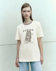 URBAN REVIVO Womens ShortSleeve cat Printed Crew Neck Girls Cute T-Shirt Casual Tee Tops