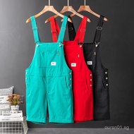 Ami Khaki Cargo Shorts Men Summer Trendy Loose One-Piece Five-Point Shorts Men's Khaki Retro Overall