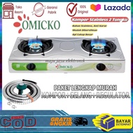Kompor OMICKO 2 Tungku Anti Karat / Kompor Stainless 2 Tungku