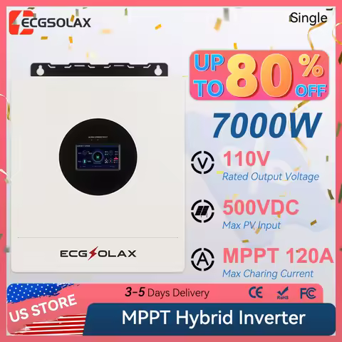 ECGSOLAX 7KW Hybrid Solar Inverter 48V 110V Single-Phase Pure Sine Wave Inverter with MPPT 120A Sola