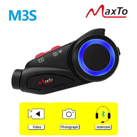 Maxto M3S Motorcycle Helmet Headset WiFi 1440p Video Recorder DVR Interphone Lens Waterproof Bluetoo