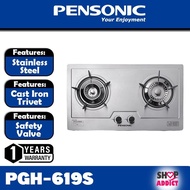 PENSONIC Stainless Steel Body Built-In Hob Double Stove Gas Cooker 7.7kW High Fire Flame PGH-619S