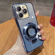 Roazic Cho Realme C61 Mạ sang trọng Gradient Long Lanh Gấp Từ đế dạng nhẫn Ốp điện thoại Chống-Mùa T