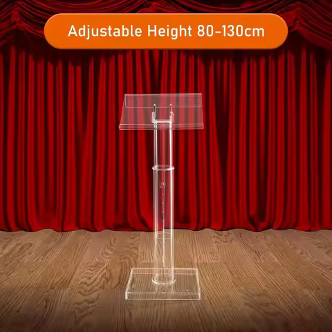 Acrylic Podium Stand Speaking Podium Height Adjustable for Classroom Churches Pulpit Lifting Recital