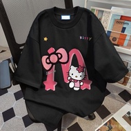 T-Shirt Fesyen Wanita Longgar Bercorak Hello Kitty