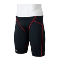 【💥日本直送】Mizuno GX SONIC STREAM 國際游泳聯合會認可 競技游泳 低阻力 防水 半身 半截 游泳 泳褲 四角泳褲 及膝泳褲 競賽泳褲 緊身褲 長款 男士 黑色 x 紅色