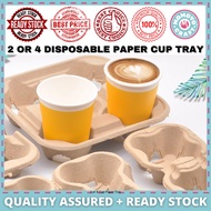 Momoyocraft 2 or 4 Coffee Cup Holder Tray Moulded Pulp Cup Tray Disposable Cup Tray Pemegang Cawan C