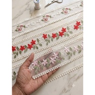(Sold In 2-4 Yards) Flower Pattern Lace Mesh Tape Width 7.5-8cm 2 Yards 4