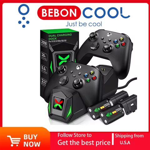BEBONCOOL 2 x2550 mAh Rechargeable Battery For Xbox One Controller Charging Dock For Xbox Series X/S