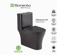 SORENTO SRTWC8318-RL-MBL One Piece Wc water closet jamban tandas toilet bowl rimless wc matt black c