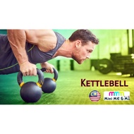 [Ready Stock] Vinyl Coated Cast Iron Kettlebell 4KG to 18KG (Random Color)