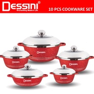 DESSINI 10 Pcs Cookware Periuk Set Casserole Die Cast Aluminium Non Stick Pot Bowl Pan with Cover De
