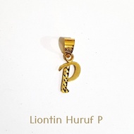 Liontin Huruf P Kadar 875 Kado Istimewa Pendant Mata Kalung 20k 20 Karat Bandul Huruf Cantik Glowing Kado buat Pacar Teman Spesial Istimewa Liontin Emas