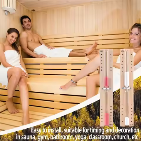 Bathroom Hourglass Wooden Rotating Timer 15/30min Sauna Timer Wall Mounted Explosion-Proof Glass Hou