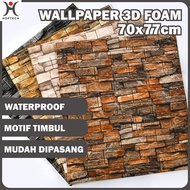 Wallpaper Dinding 3D Motif Foam Walpaper Bata Motif Batu Stiker Tembok