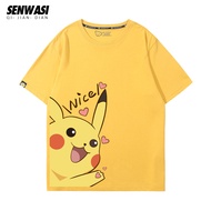 เสื้อยืดผ้าฝ้าย Pikachu Pokemon น่ารัก สำหรับทุกเพศ