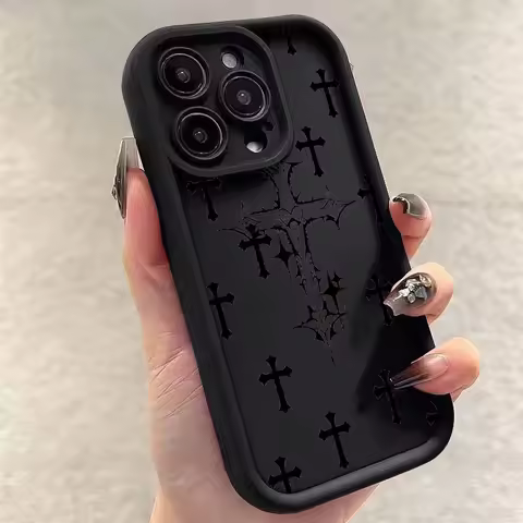 Luxury Black Cross Phone Case for Motorola Moto Edge G15 G24 50 G35 G05 G34 E14 G75 G PLAY G85 60 Ne