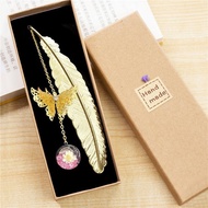 AT/ Chinese Style Metal Feather Bookmark Birthday Ideas Stationery Student Gift for Teacher Girlfriends' Gift Christmas