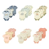 3 Pcs Summer Cartoon Short Sleeve Baby Boy Girl Bodysuits Soft 100% Cotton Baby Clothes 0-9M